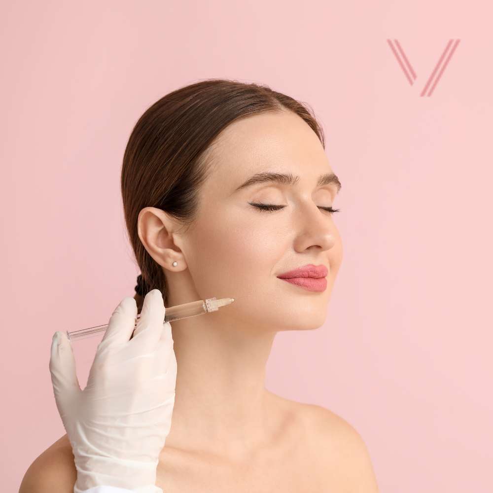 a female patient who have facial fat grafting